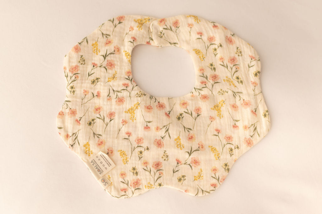 Organic Cotton Baby Bib – Soft & Stylish - SOALSA-Floral - slinčki za dojenčke