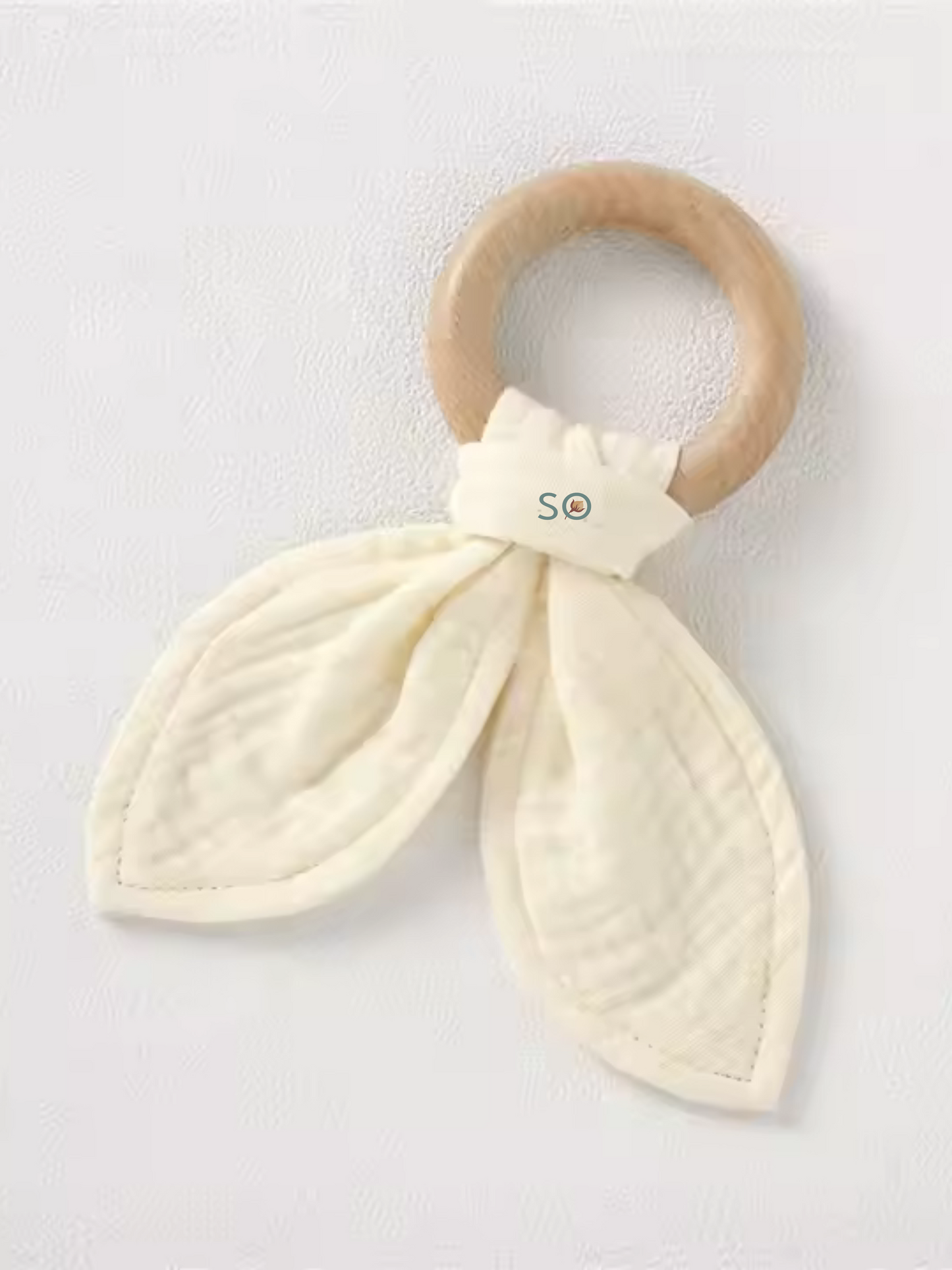 SOALSA gift set baby teething ring with soft fabric ears darilo ob rojstvu