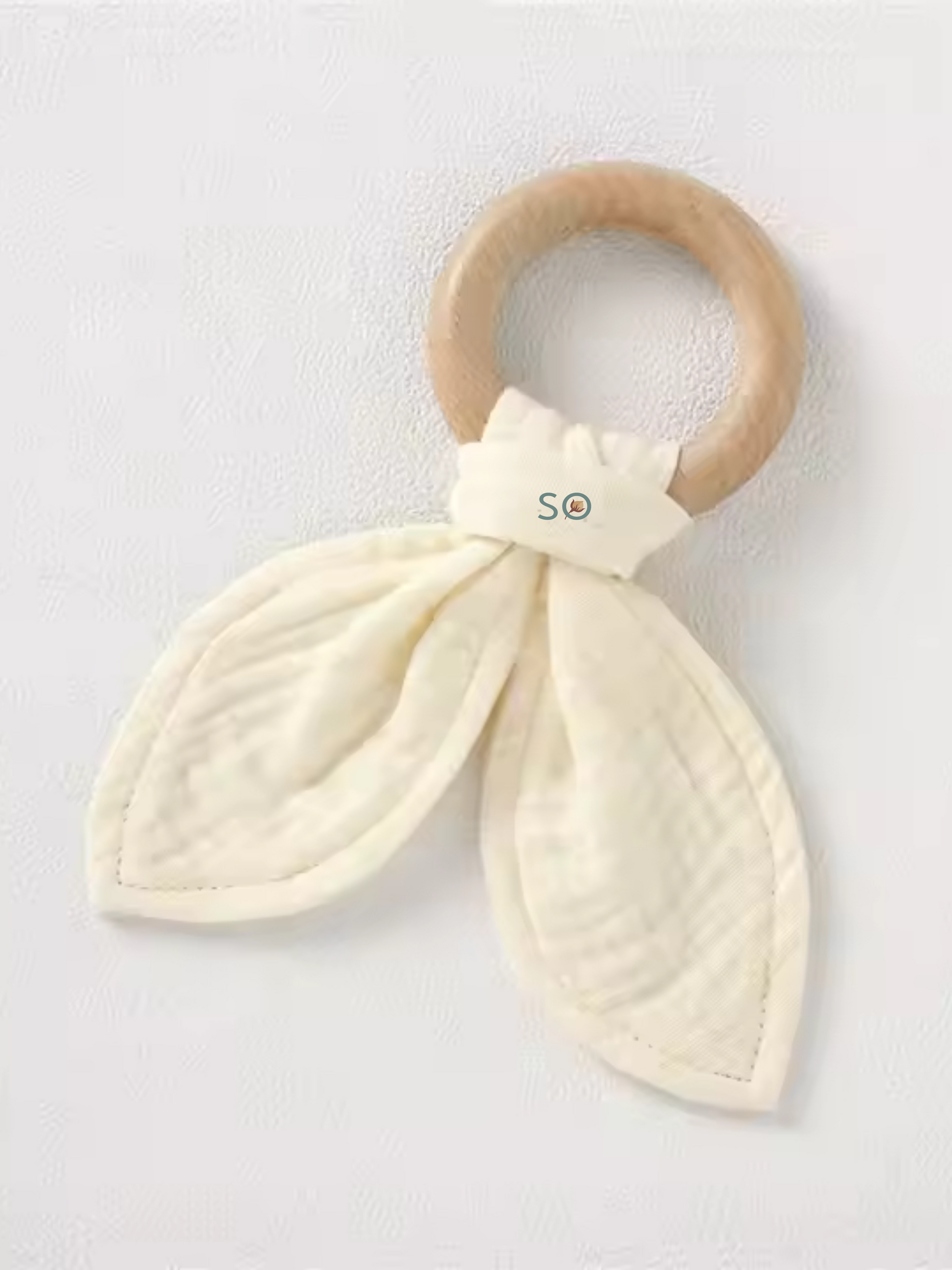 SOALSA gift set baby teething ring with soft fabric ears darilo ob rojstvu
