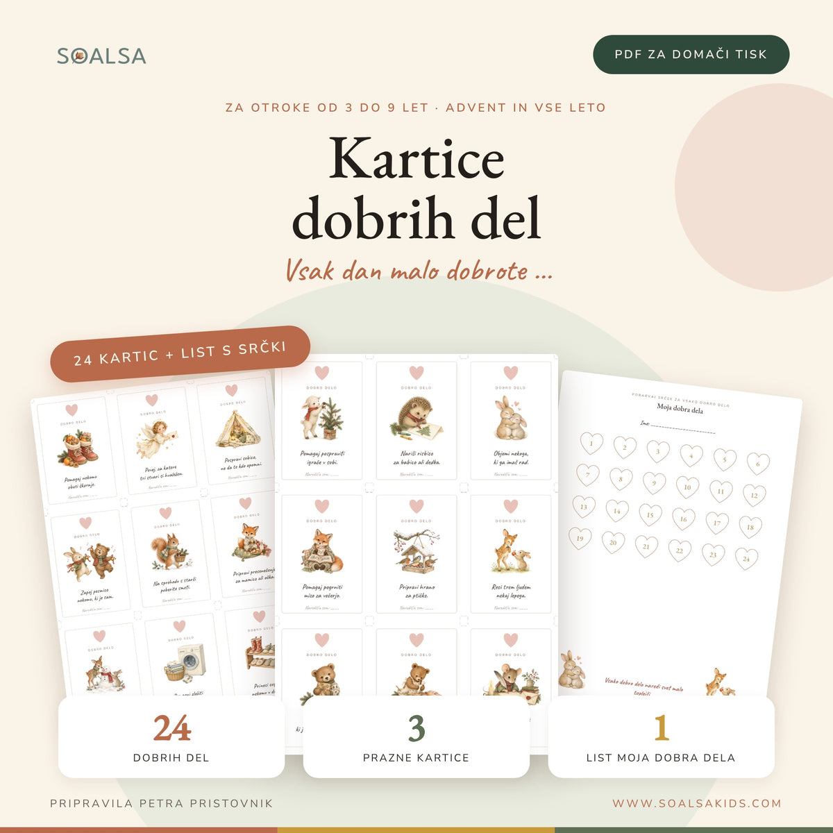 Kartice dobrih del za otroke | Advent dobrote PDF