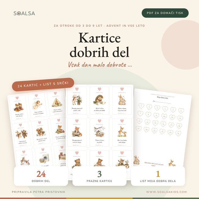 Kartice dobrih del za otroke | Advent dobrote PDF