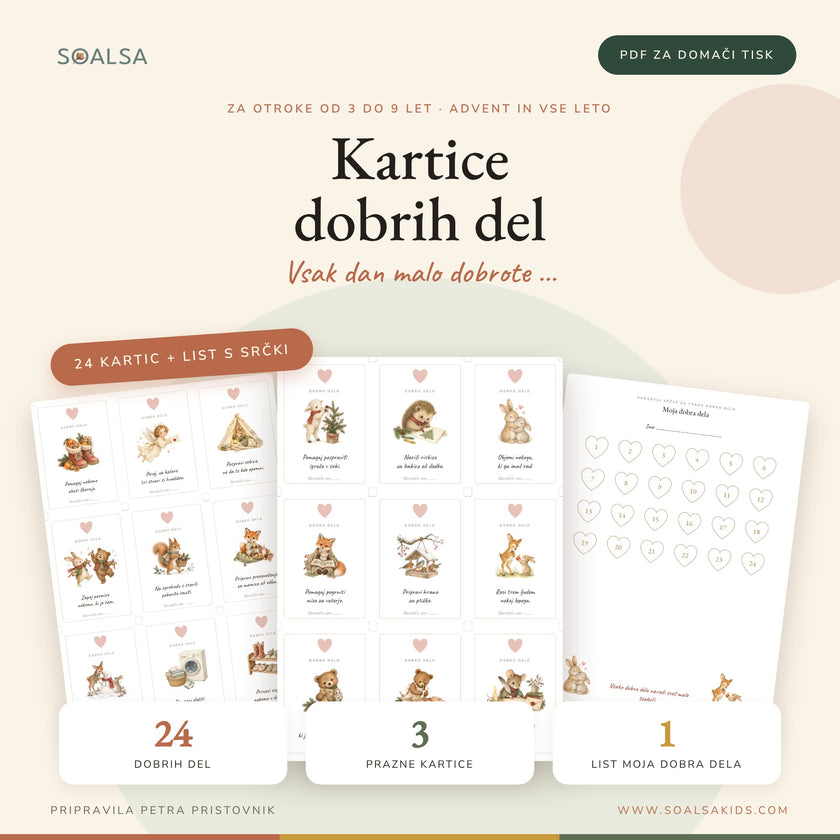 Kartice dobrih del za otroke | Advent dobrote PDF