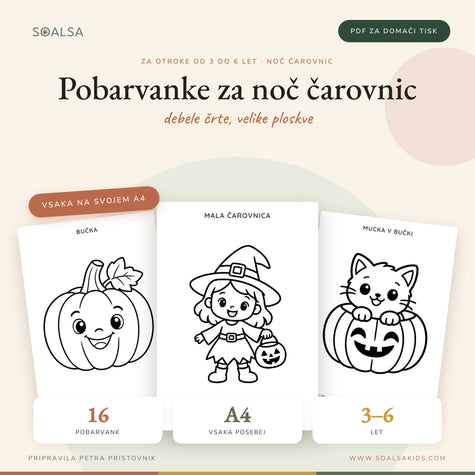 Pobarvanke za noč čarovnic (3–6 let)