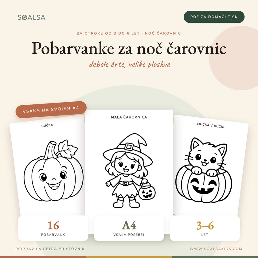 Pobarvanke za noč čarovnic (3–6 let)