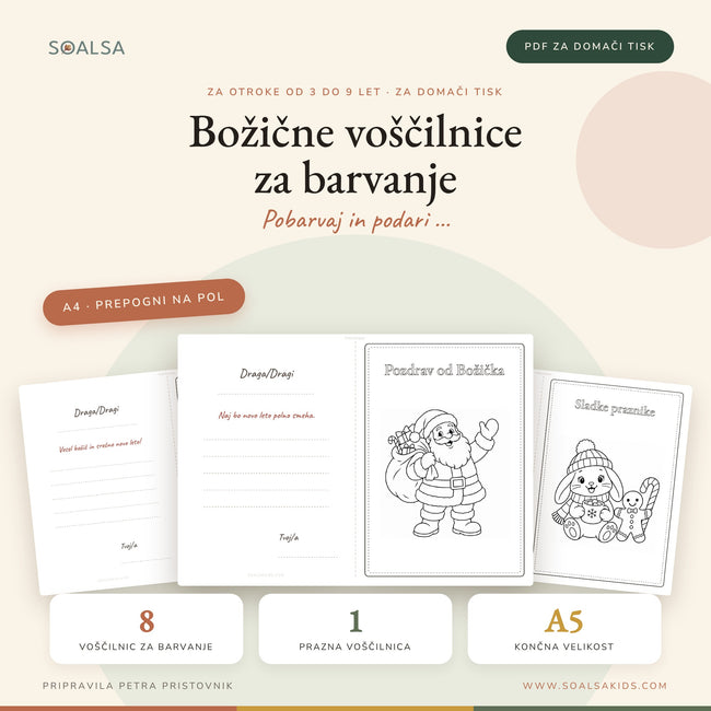 Božične voščilnice za barvanje
