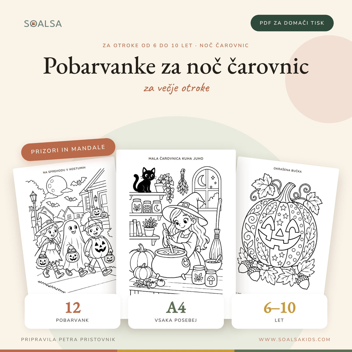 Pobarvanke za noč čarovnic za večje otroke (6–10 let)