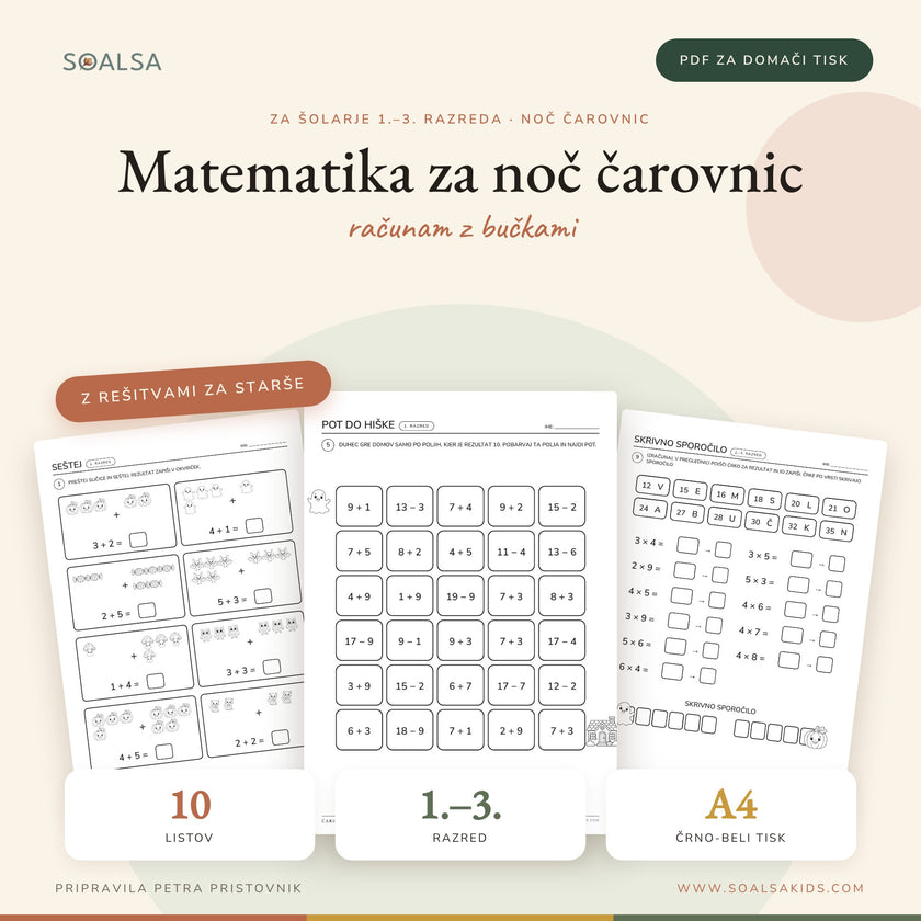 Matematika za noč čarovnic (1.–3. razred)