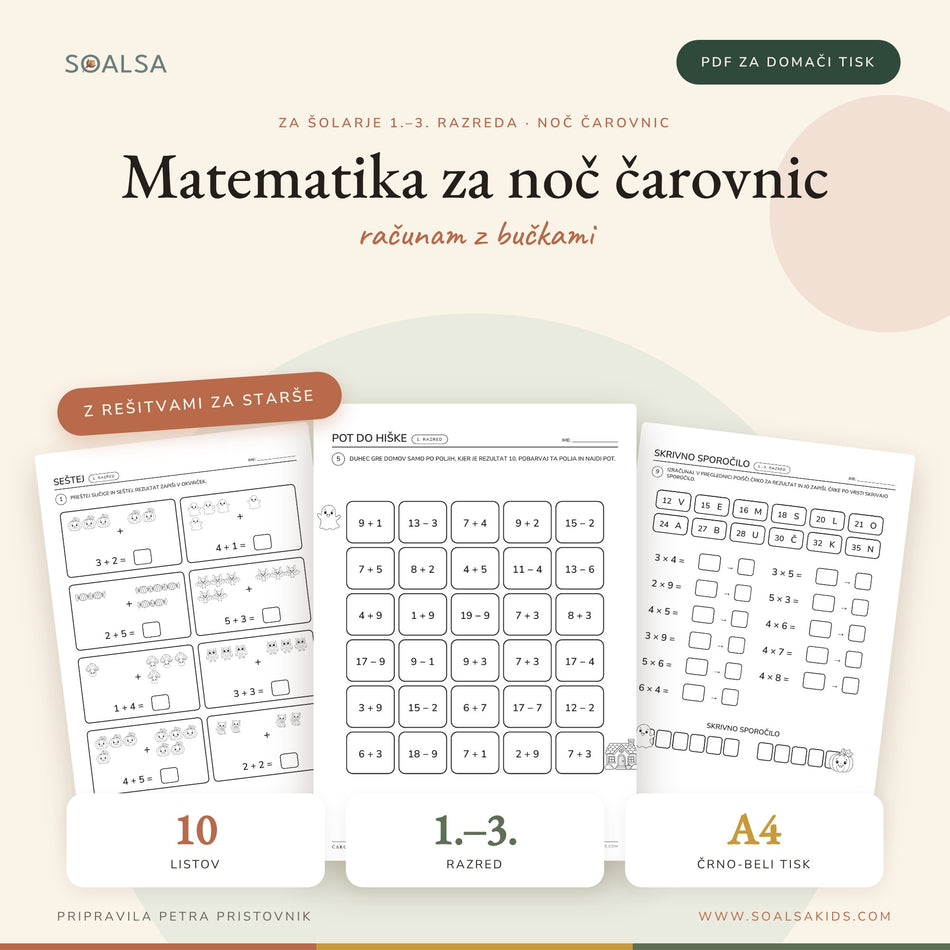 Matematika za noč čarovnic (1.–3. razred)