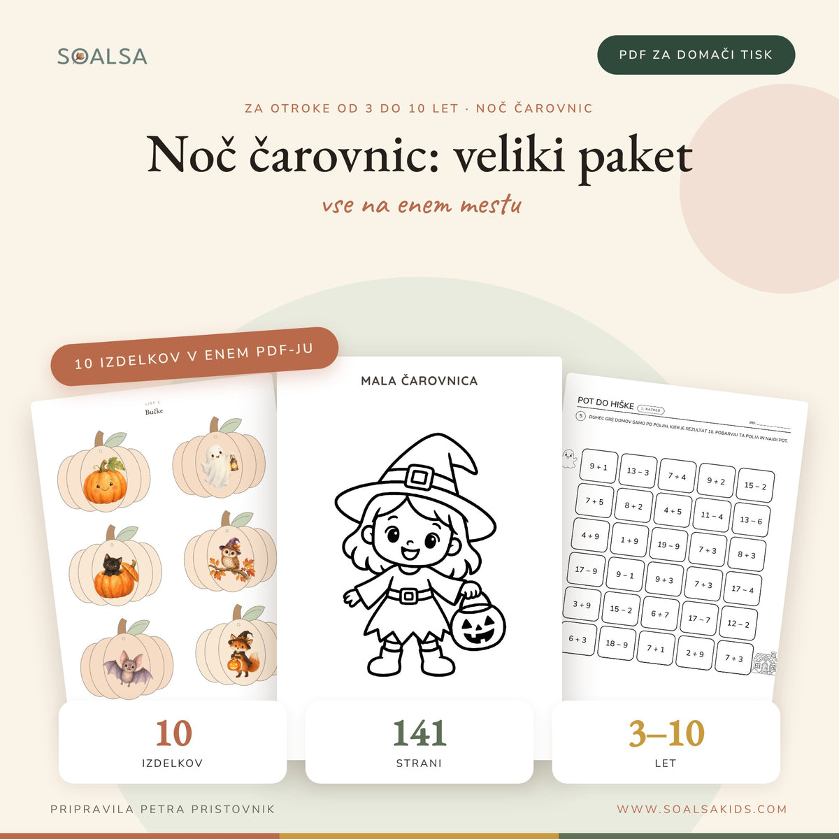 Noč čarovnic – veliki paket za otroke, 10 PDF izdelkov v enem (141 strani)