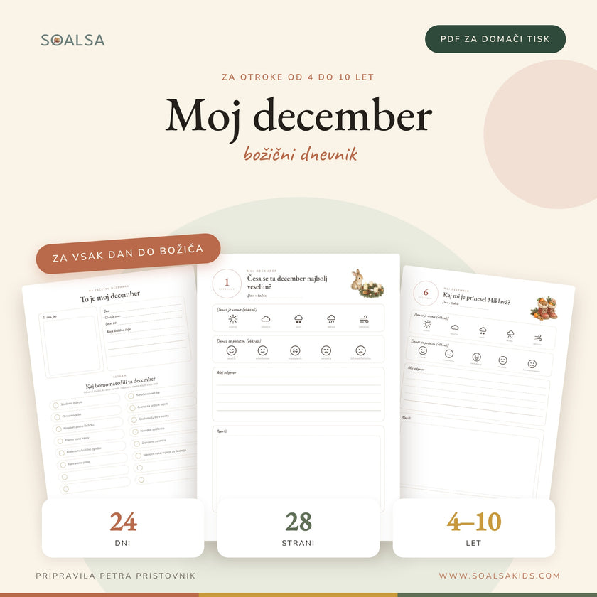 Božični dnevnik za otroke – Moj december | PDF