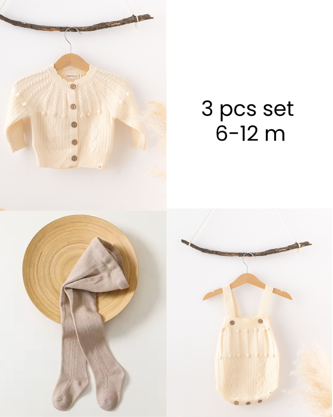 6-12m Baby Knitted 3 pcs Set