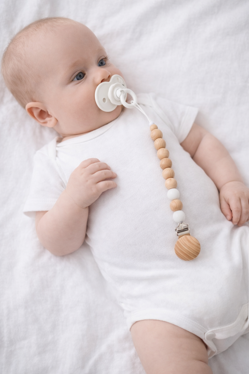 Natural Wooden & Silicone Pacifier Clip