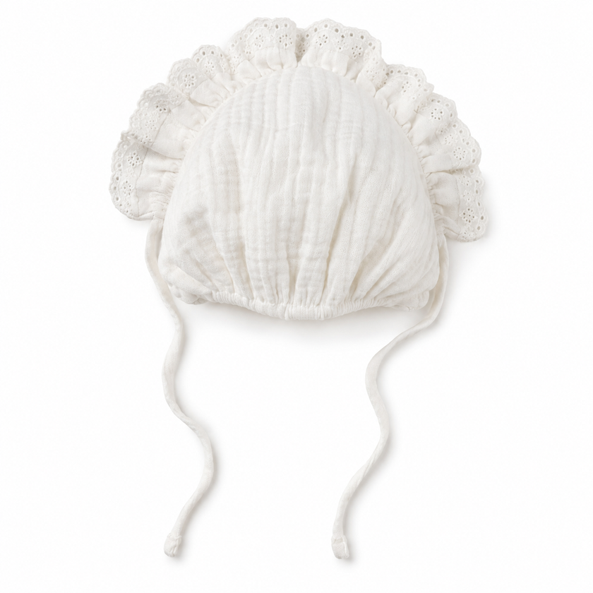 Cotton Lace Baby Bonnet 0-1y