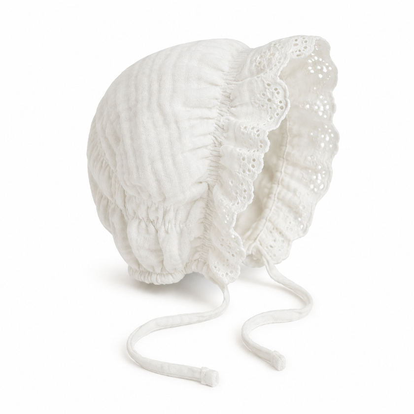 Cotton Lace Baby Bonnet 0-1y