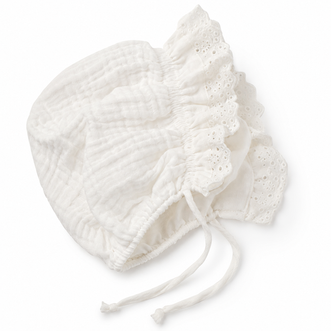 Cotton Lace Baby Bonnet 0-1y
