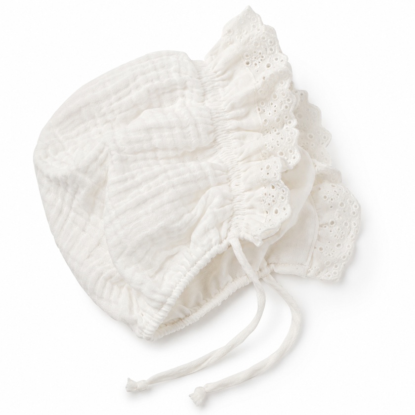 Cotton Lace Baby Bonnet 0-1y