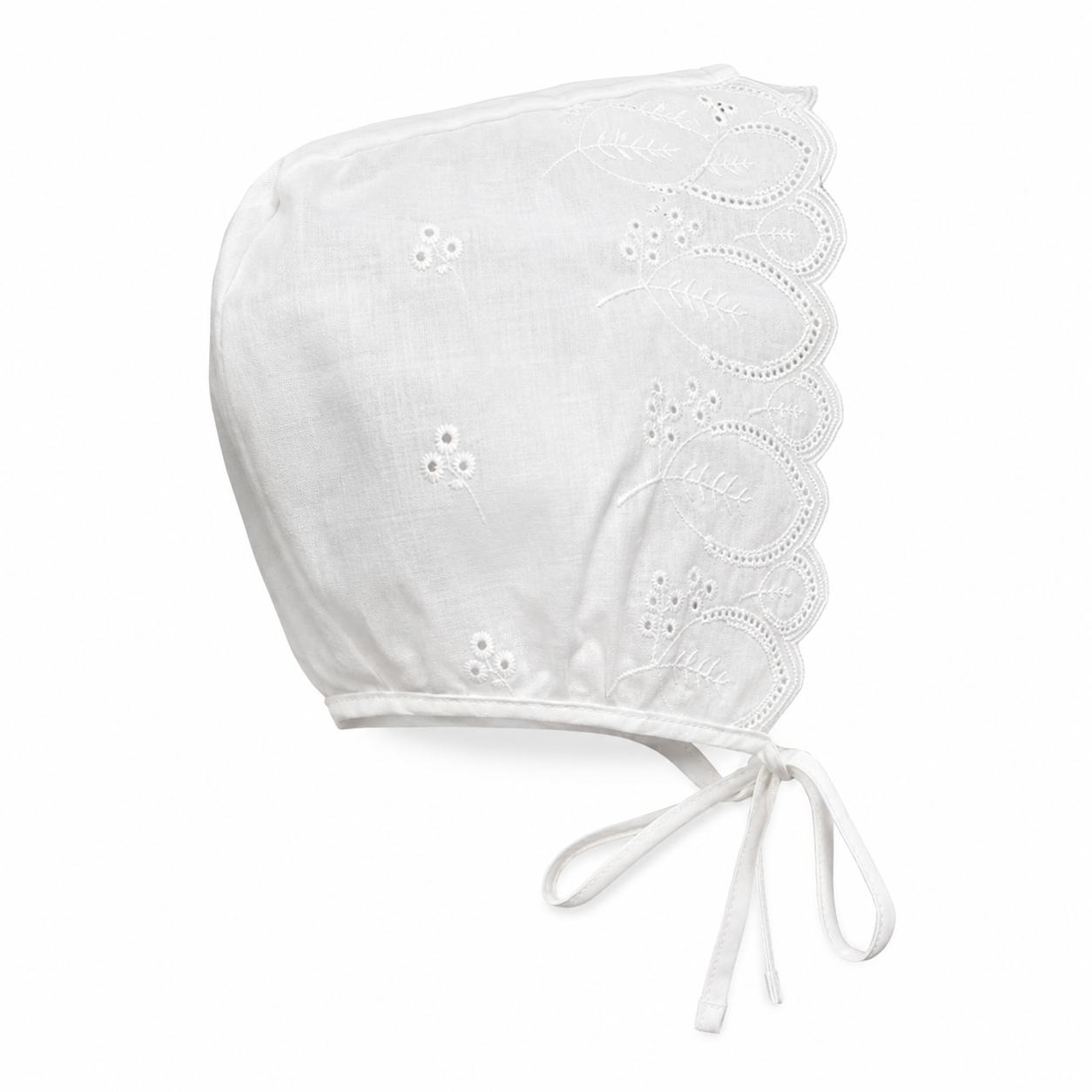 Cotton Boho White Summer Bonnet