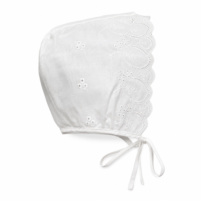 Cotton Boho White Summer Bonnet