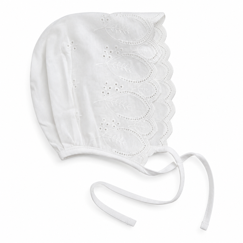 Cotton Boho White Summer Bonnet