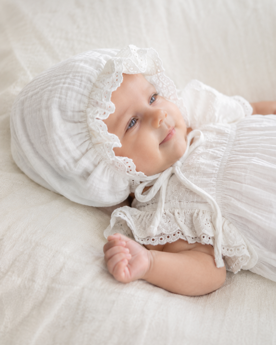 Cotton Lace Baby Bonnet 0-1y