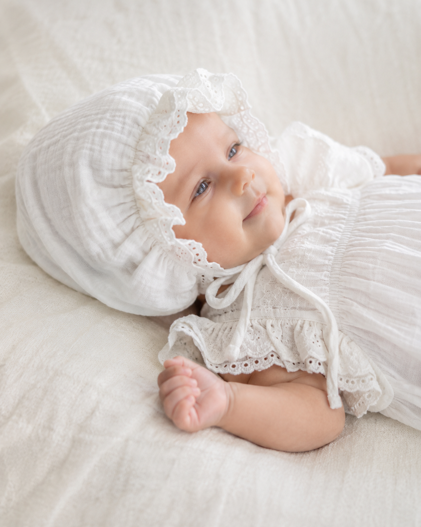Cotton Lace Baby Bonnet 0-1y