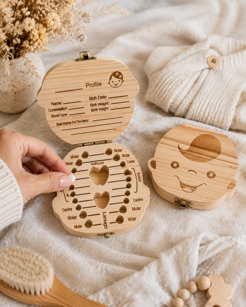 Wooden Baby Tooth & Keepsake Box