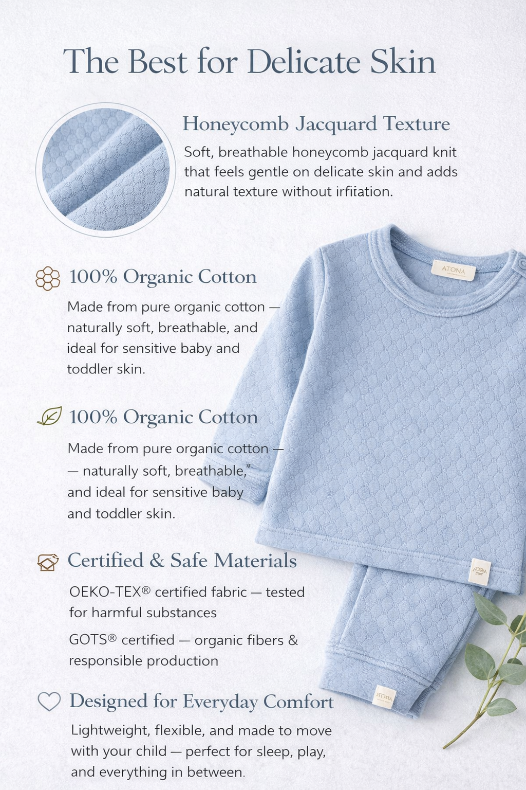 Honeycomb Organic Pajamas 2-Pack Blue