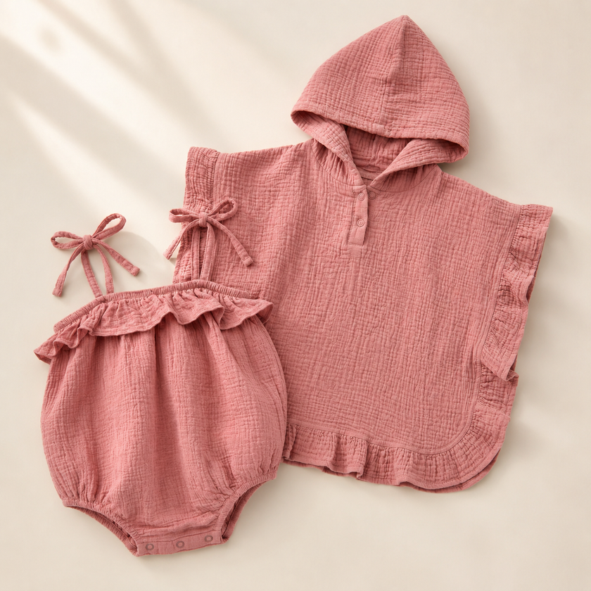 SET: Muslin Romper & Poncho -77%