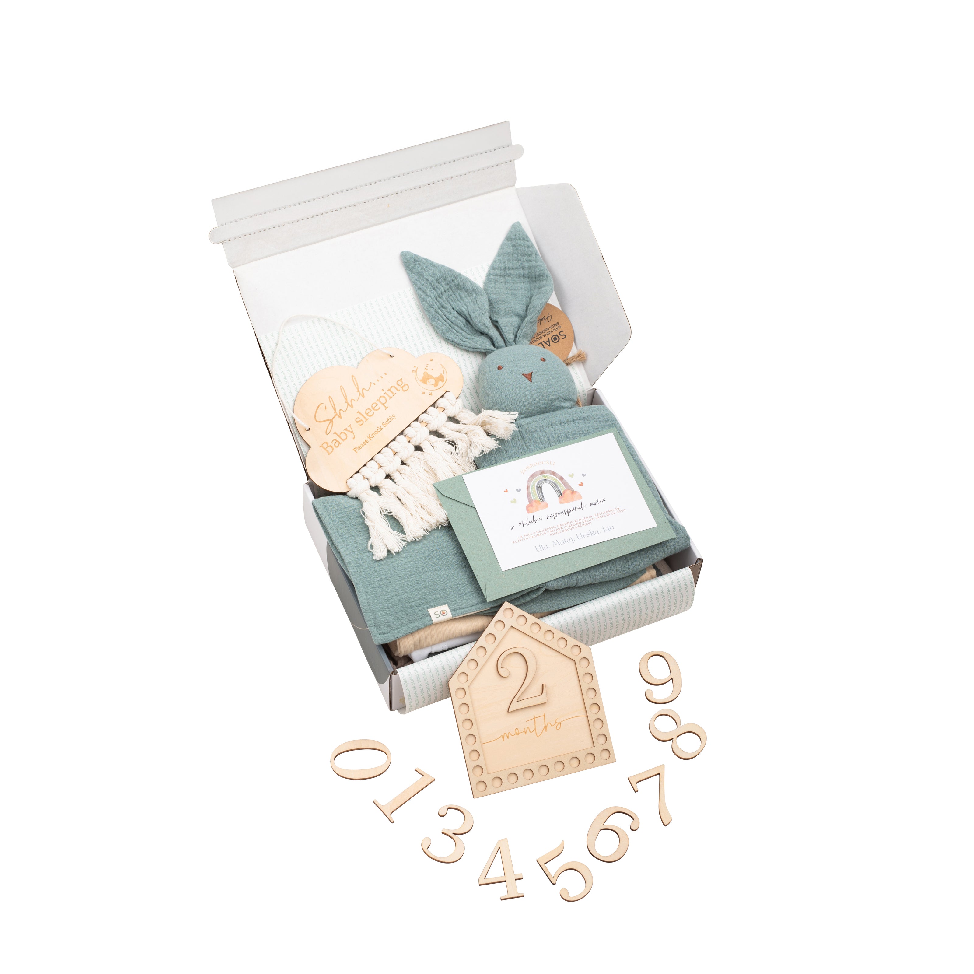 darilo za novorojenčka - ninica - lesene table - voščilnca