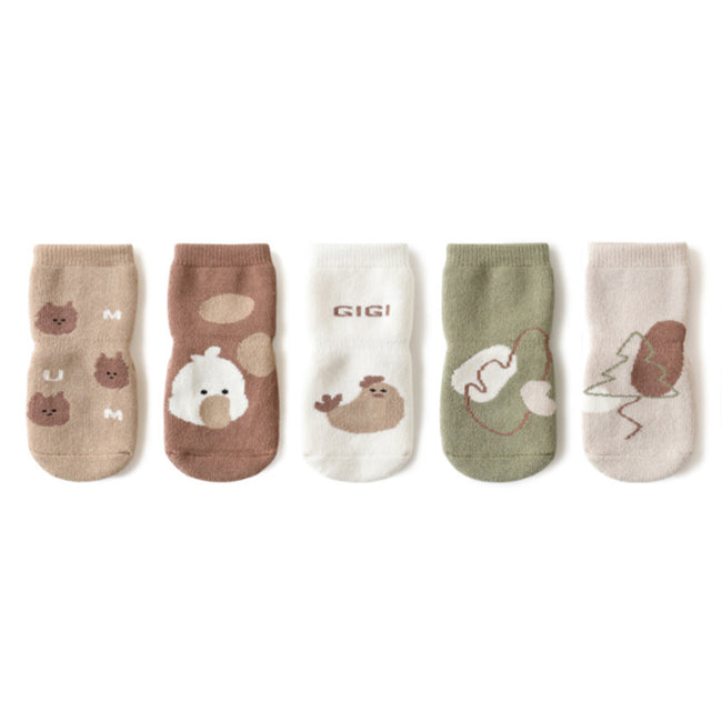 5 pcs Anti Slip Baby Socks 6-12 m
