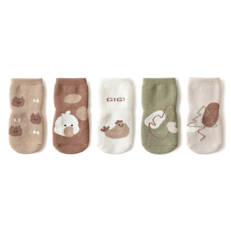 5 pcs Anti Slip Baby Socks 6-12 m