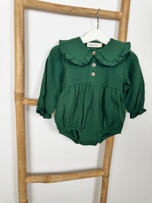 18-24 m Pine Green Christmas Romper