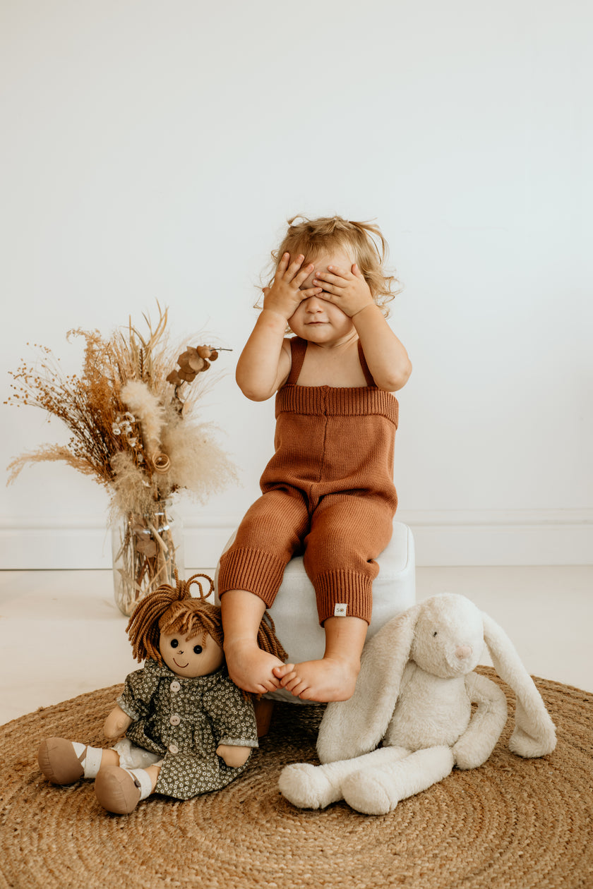Knitted Terracotta Overall Suspender