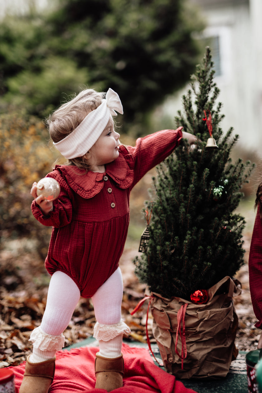 Christmas Rompers - Berry Red