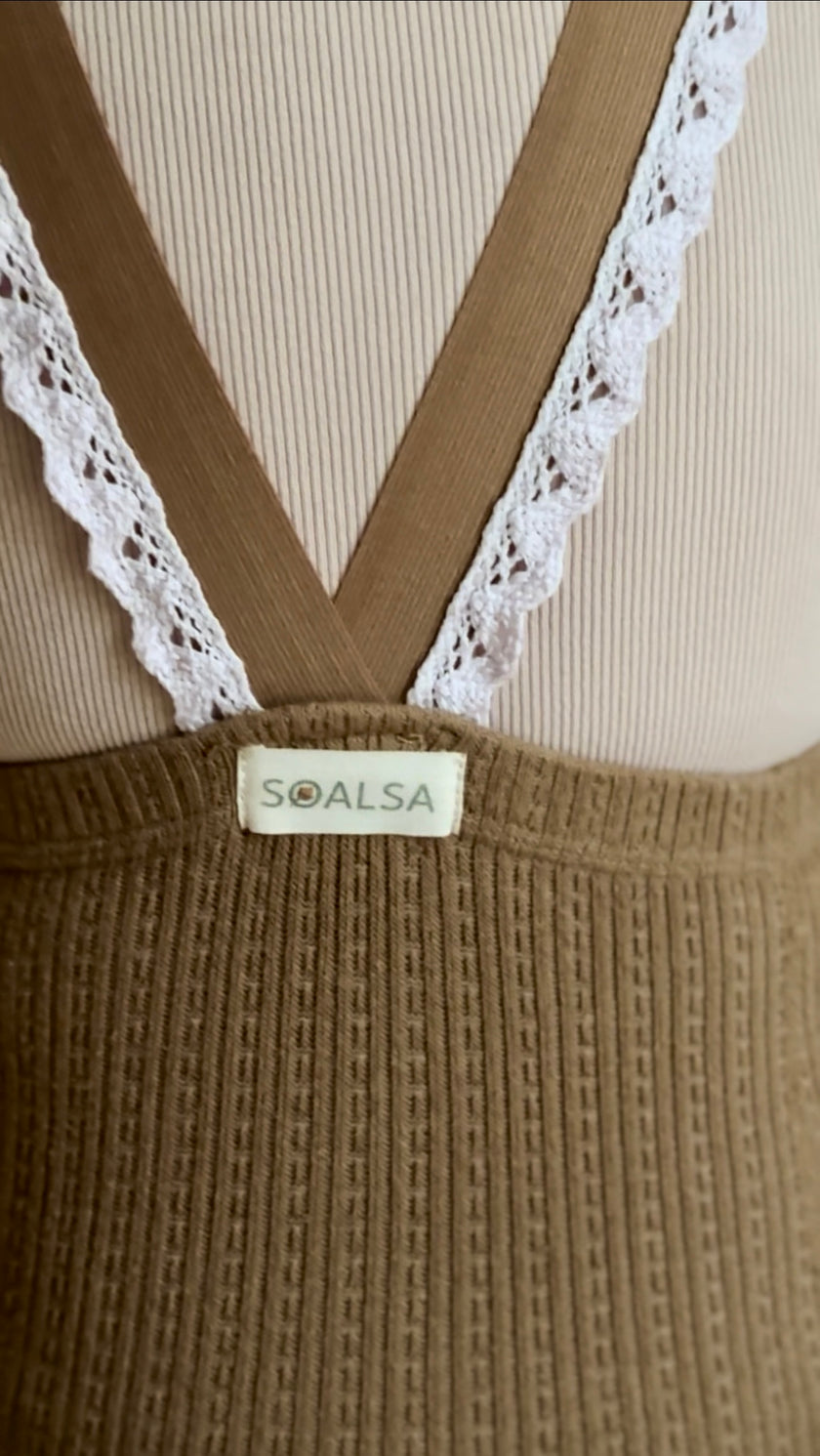 Knitted Baby Tights with Lace Suspenders - SOALSA