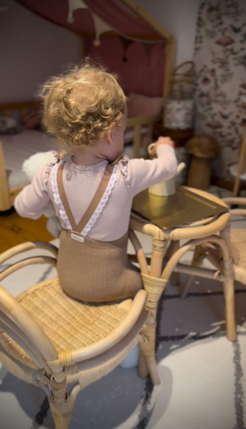 Knitted Baby Tights with Lace Suspenders - SOALSA