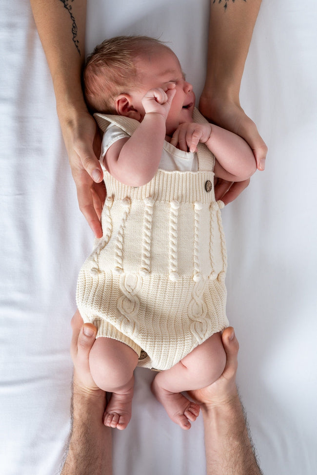 Knitted Bloomers Romper With Straps - SOALSA