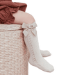 White Elegant Socks with Gold Satin Bow - SOALSA