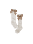 White Elegant Socks with Gold Satin Bow - SOALSA
