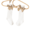 White Elegant Socks with Gold Satin Bow - SOALSA
