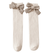 Knee-High Ribbed Socks with Knitted Bow - SOALSA