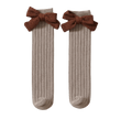 Knee-High Ribbed Socks with Knitted Bow - SOALSA