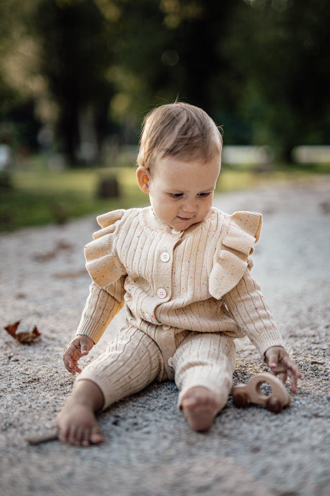 Knitted Confetti Ruffle Romper