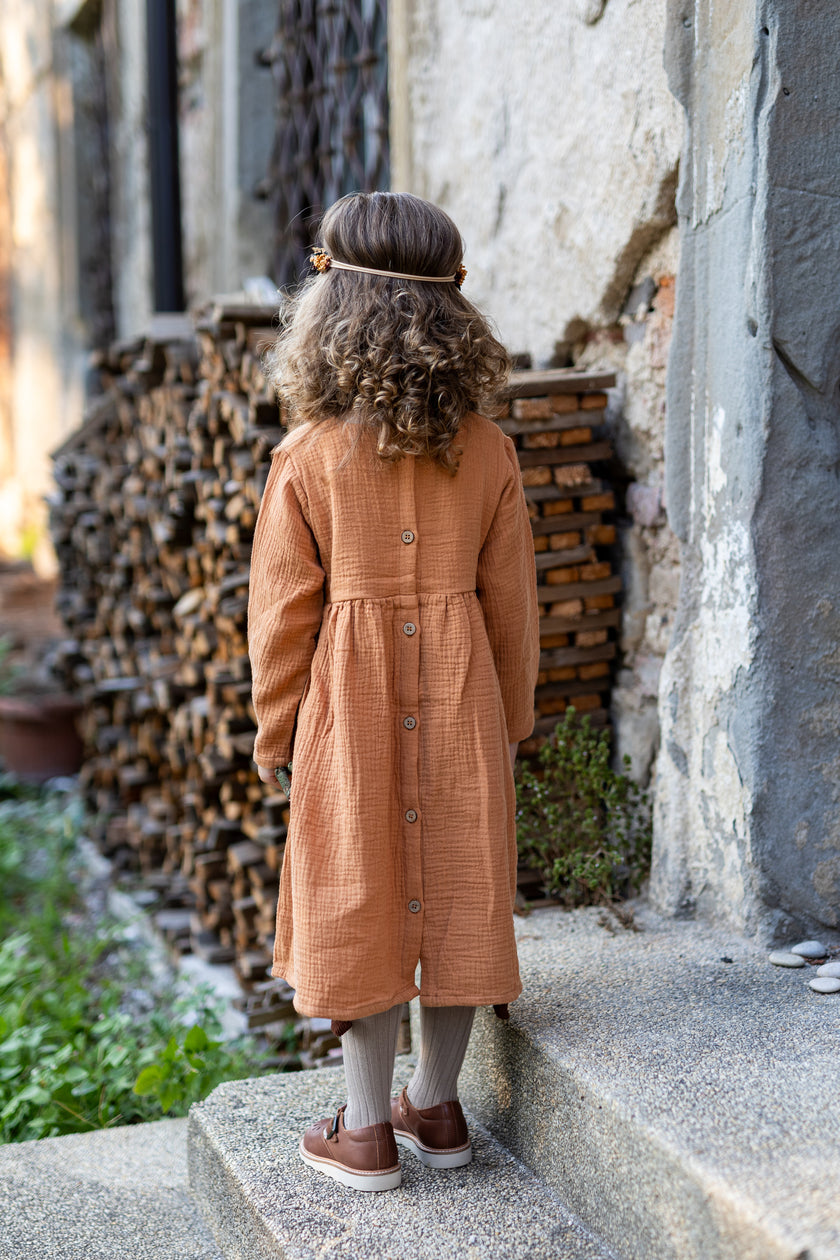 4y Muslin Dress + Knee High Socks