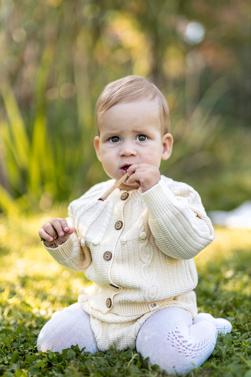 Knitted Baby Cardigan & Romper Cocco Set