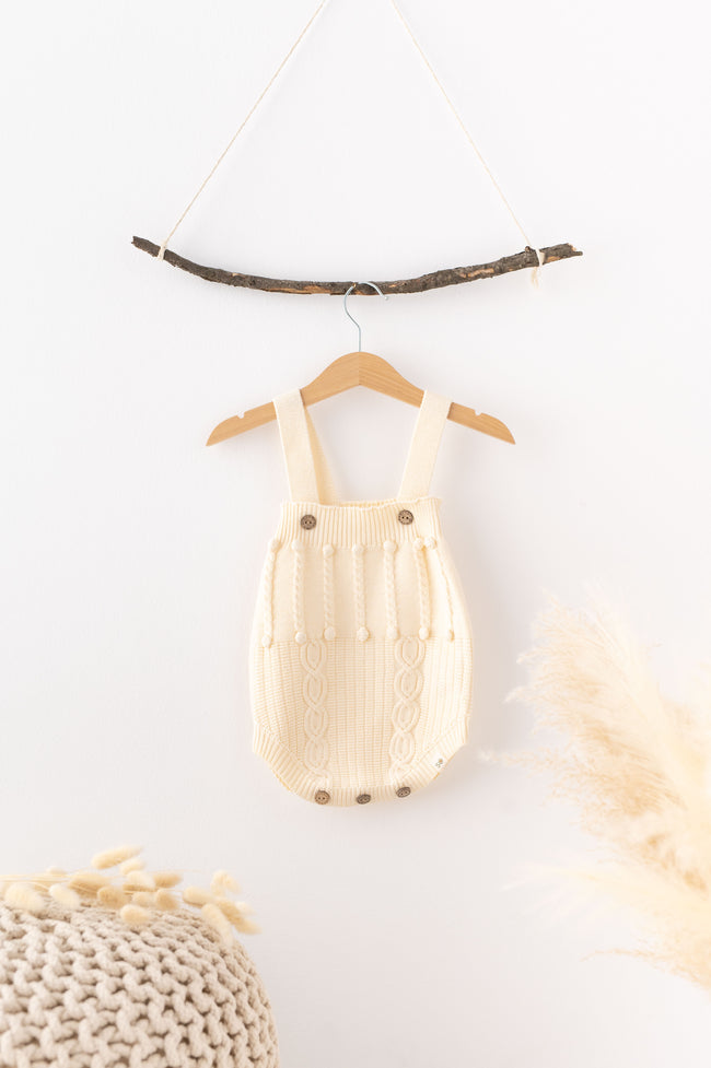 Knitted Bloomers Romper With Straps - SOALSA