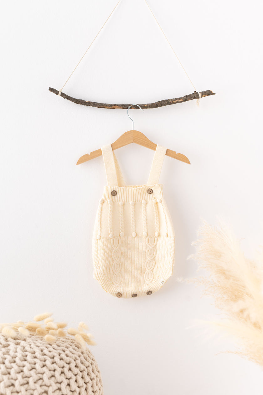 Knitted Bloomers Romper With Straps - SOALSA