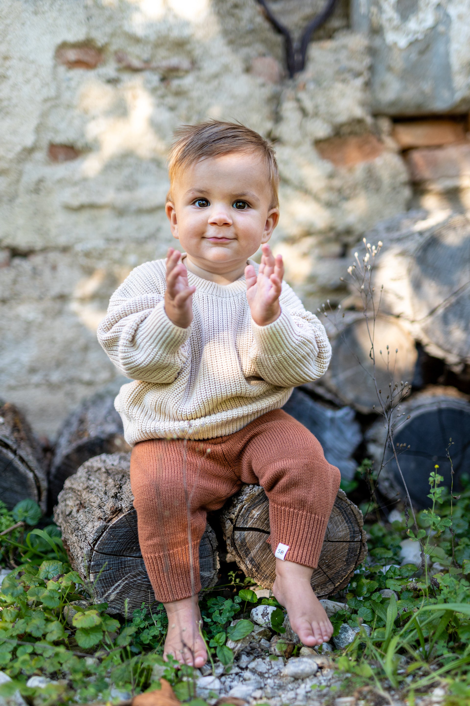 Knitted Terracotta Overall Suspender