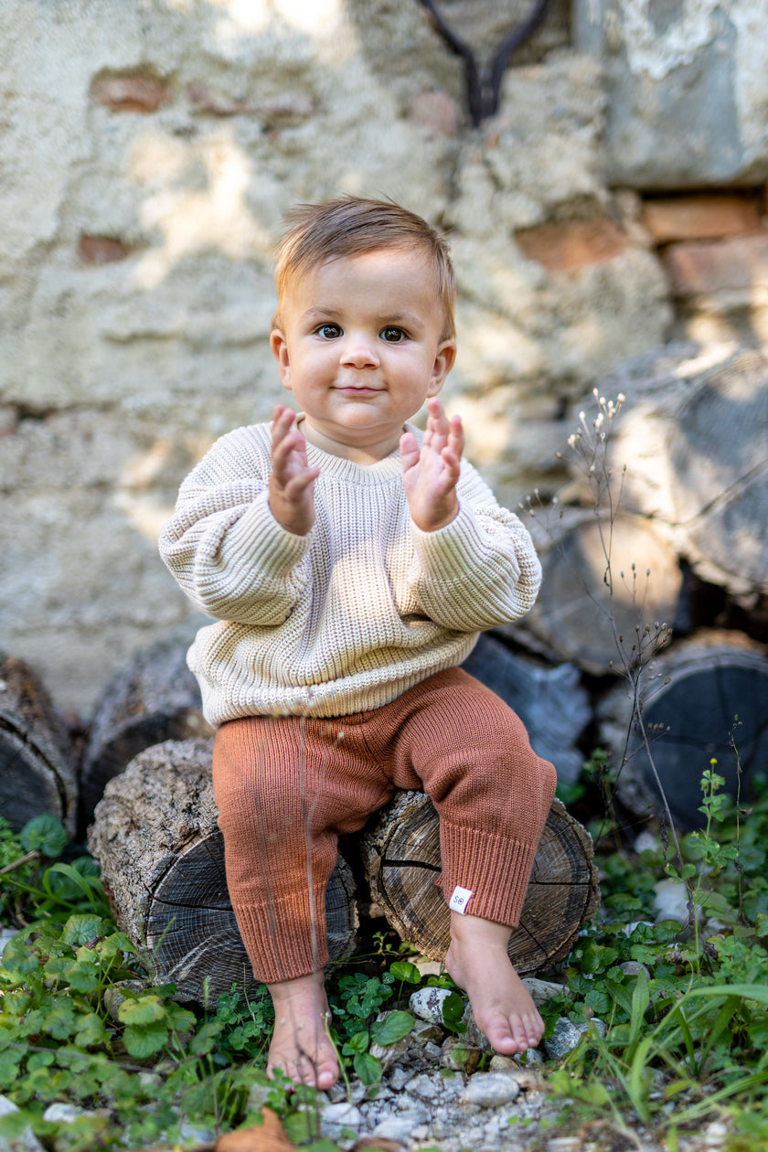 Knitted Terracotta Overall Suspender