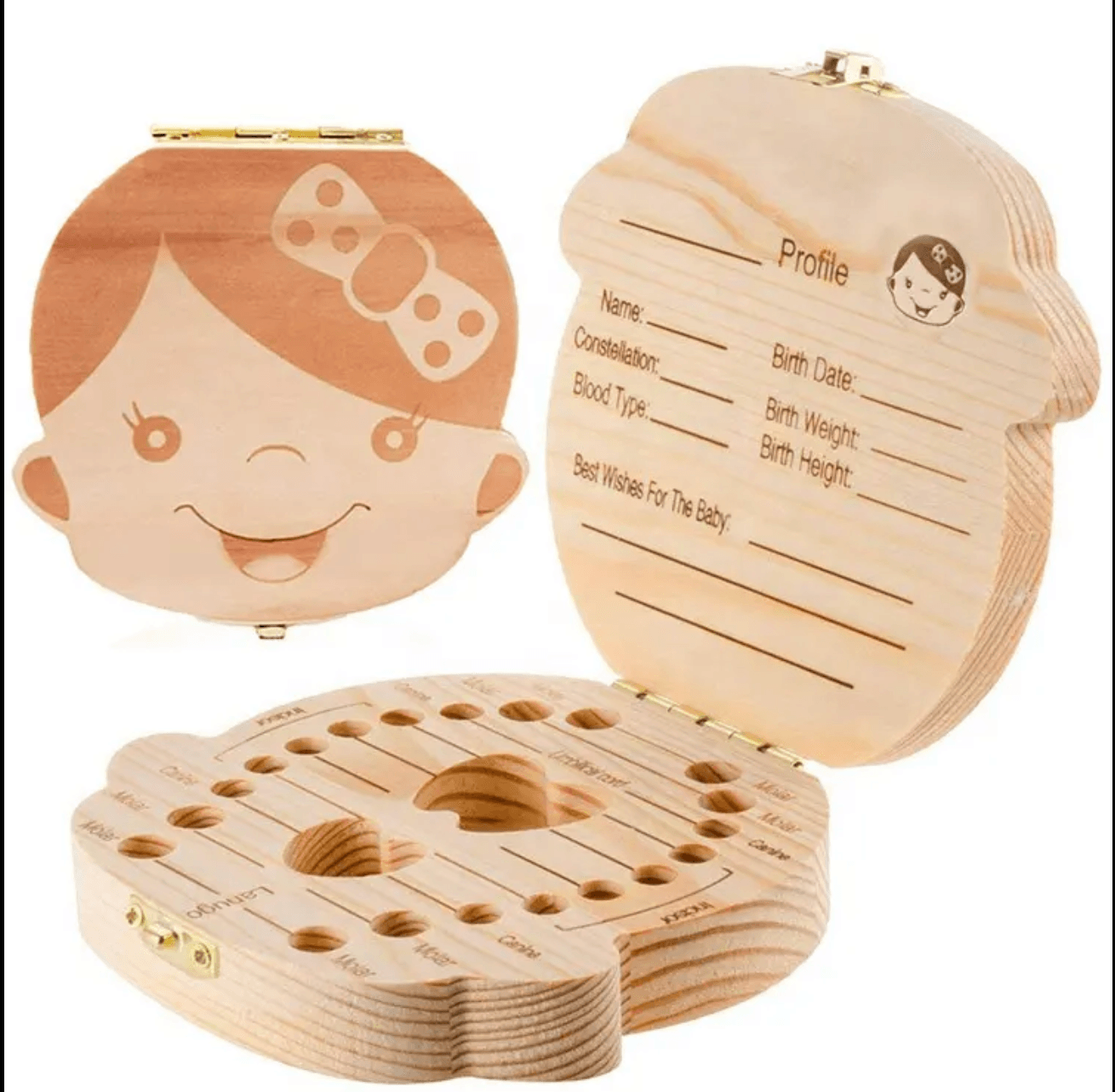 Wooden Baby Tooth Keepsake Box - SOALSA